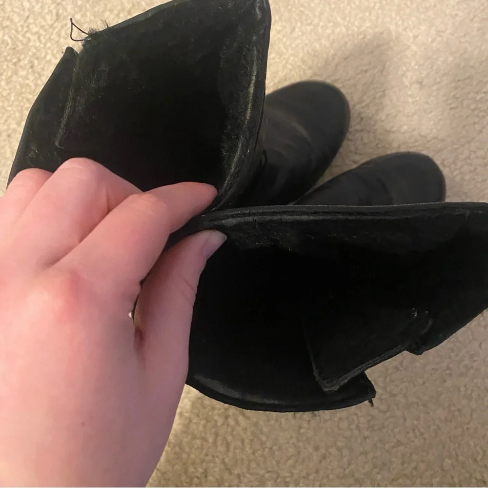 Jimmy Choo Leather Buckle Biker Fur Lined Boots - Picture 9 of 11